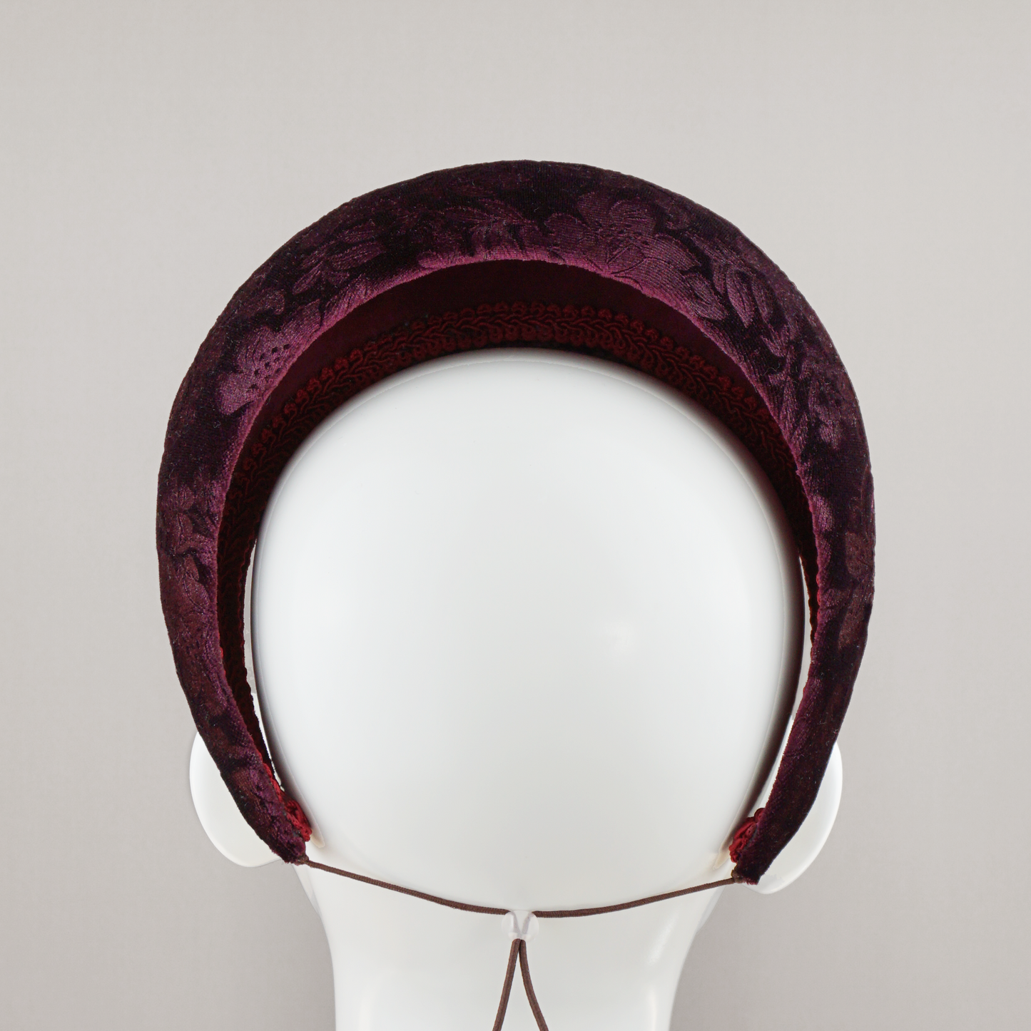 Burgundy Wine Debossed Velvet Blocked Headband