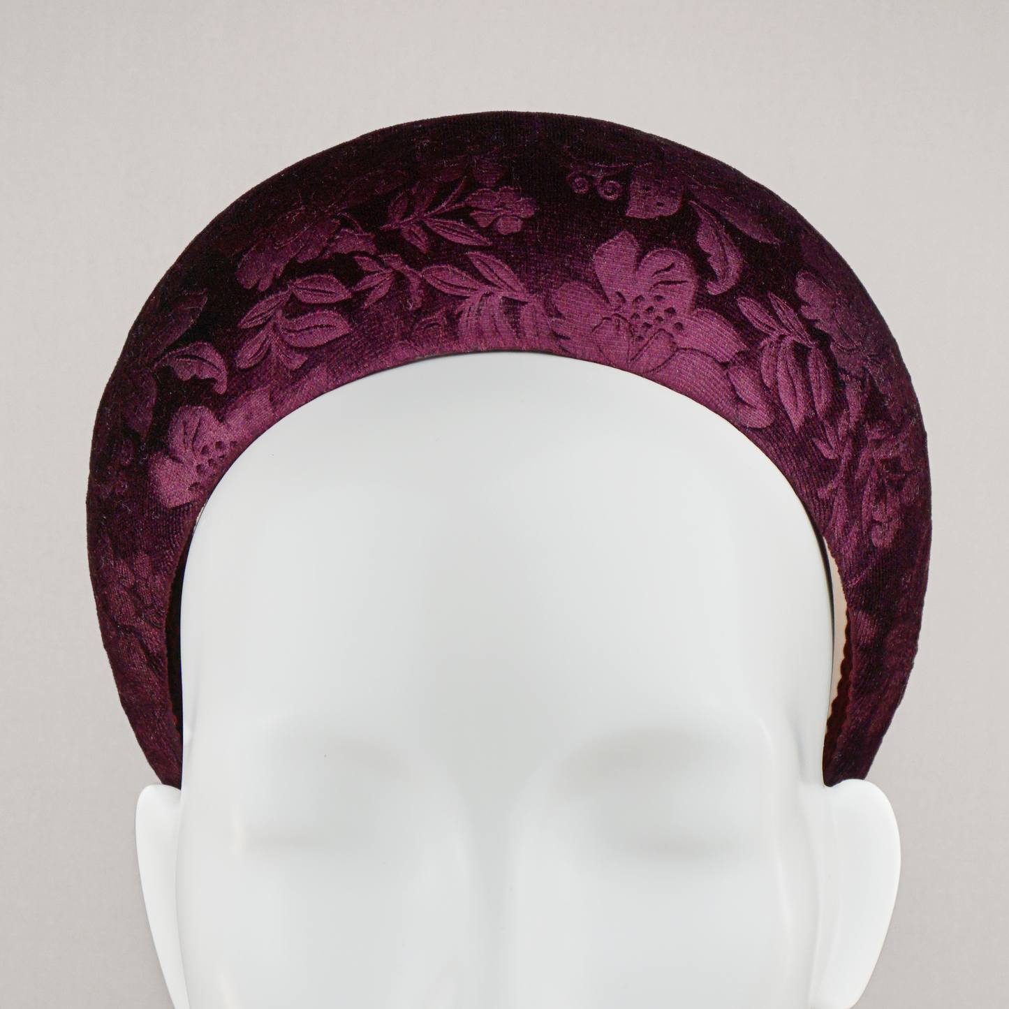 Burgundy Wine Debossed Velvet Blocked Headband