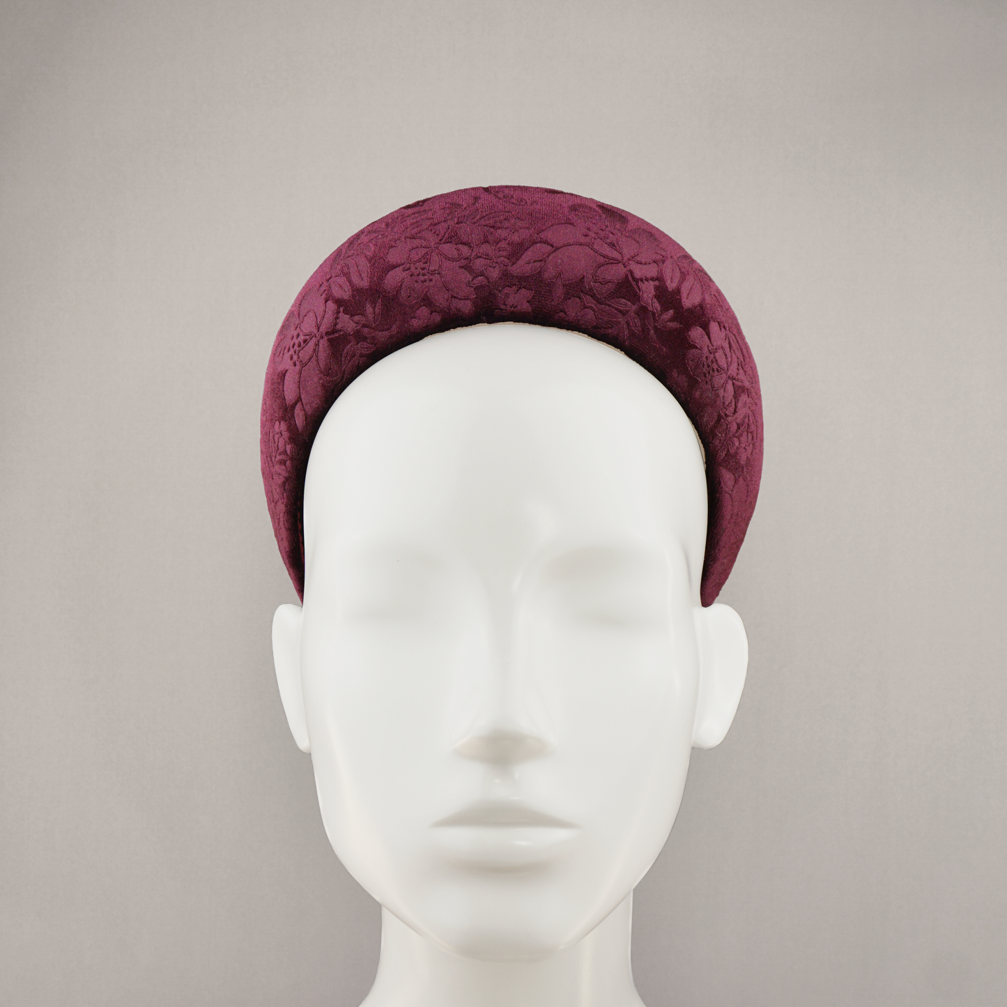 Burgundy Wine Debossed Velvet Blocked Headband
