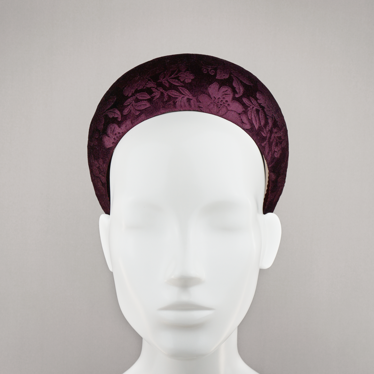 Burgundy Wine Debossed Velvet Blocked Headband