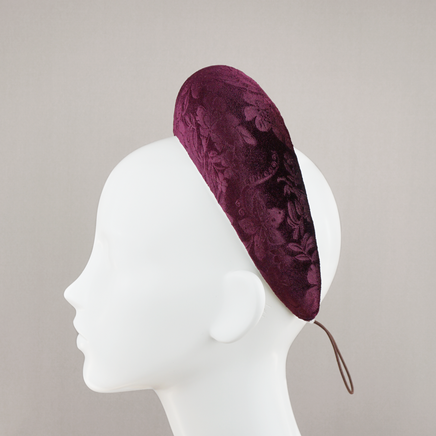 Burgundy Wine Debossed Velvet Blocked Headband