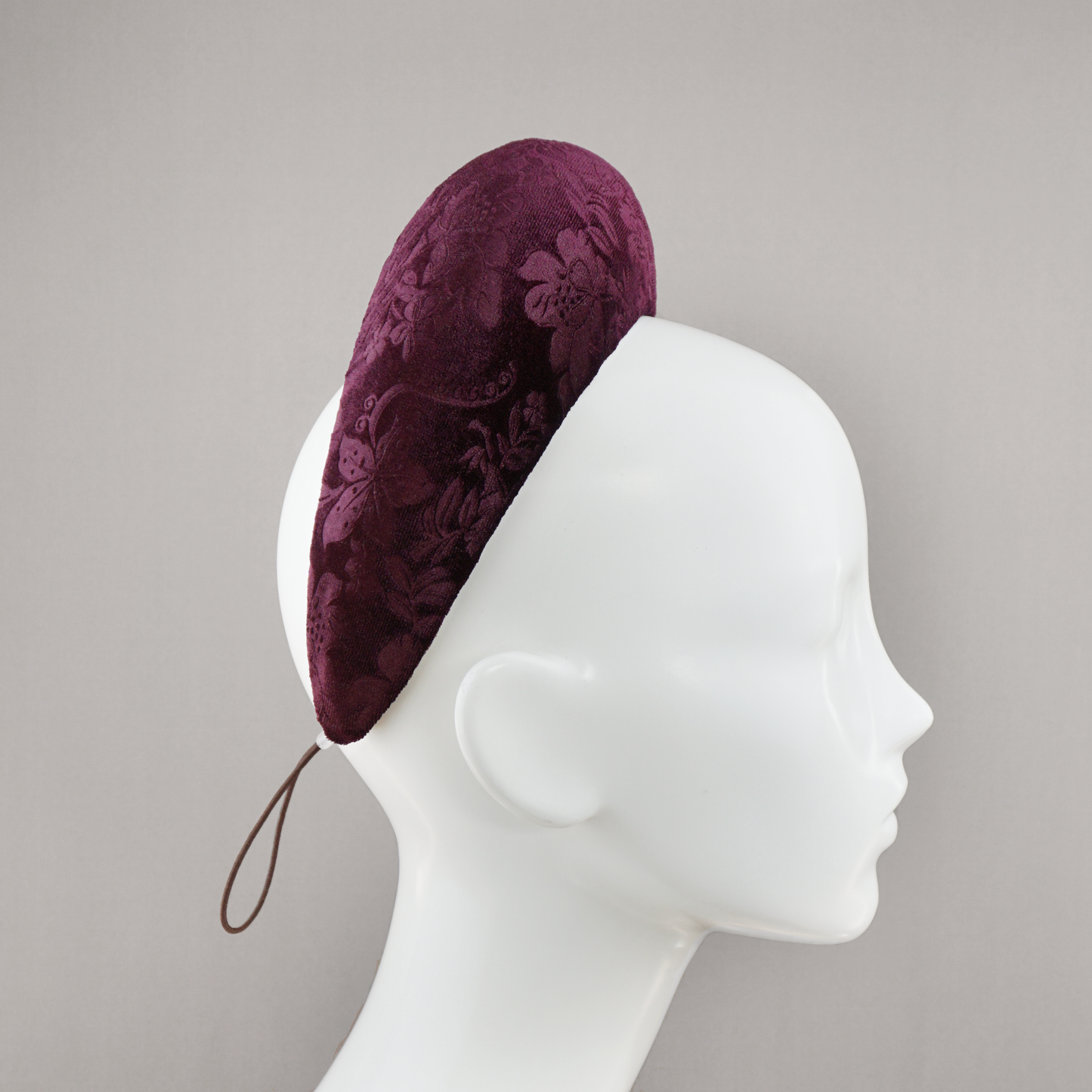Burgundy Wine Debossed Velvet Blocked Headband