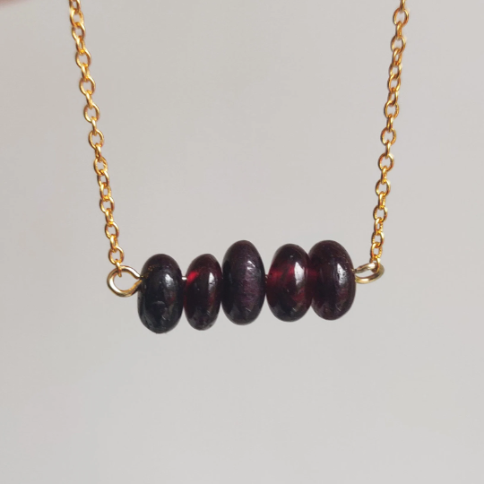Garnet Necklace - 925 Sterling Silver Gold Plated