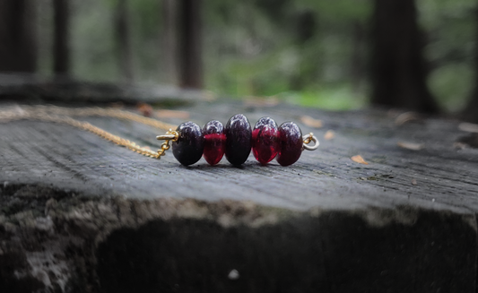 Garnet Necklace - 925 Sterling Silver Gold Plated